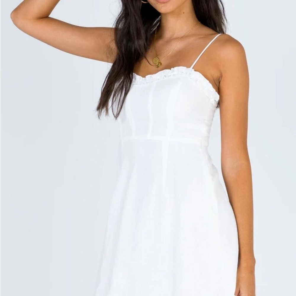 Princess Polly White Chemise Slip Dress with Ruffle Hem